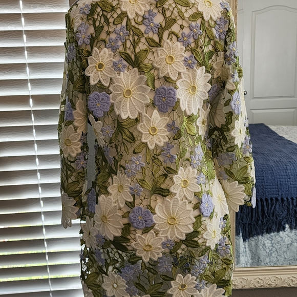 Boston Proper Floral Embroidered Cardigan - Picture 2 of 5